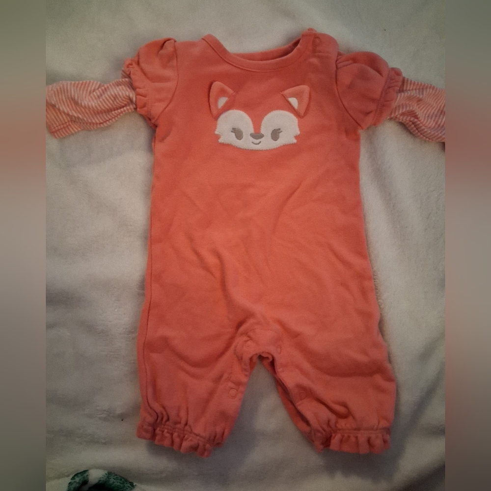Fleece WINTER Gymboree Fox Print Kids One Piece - Coral